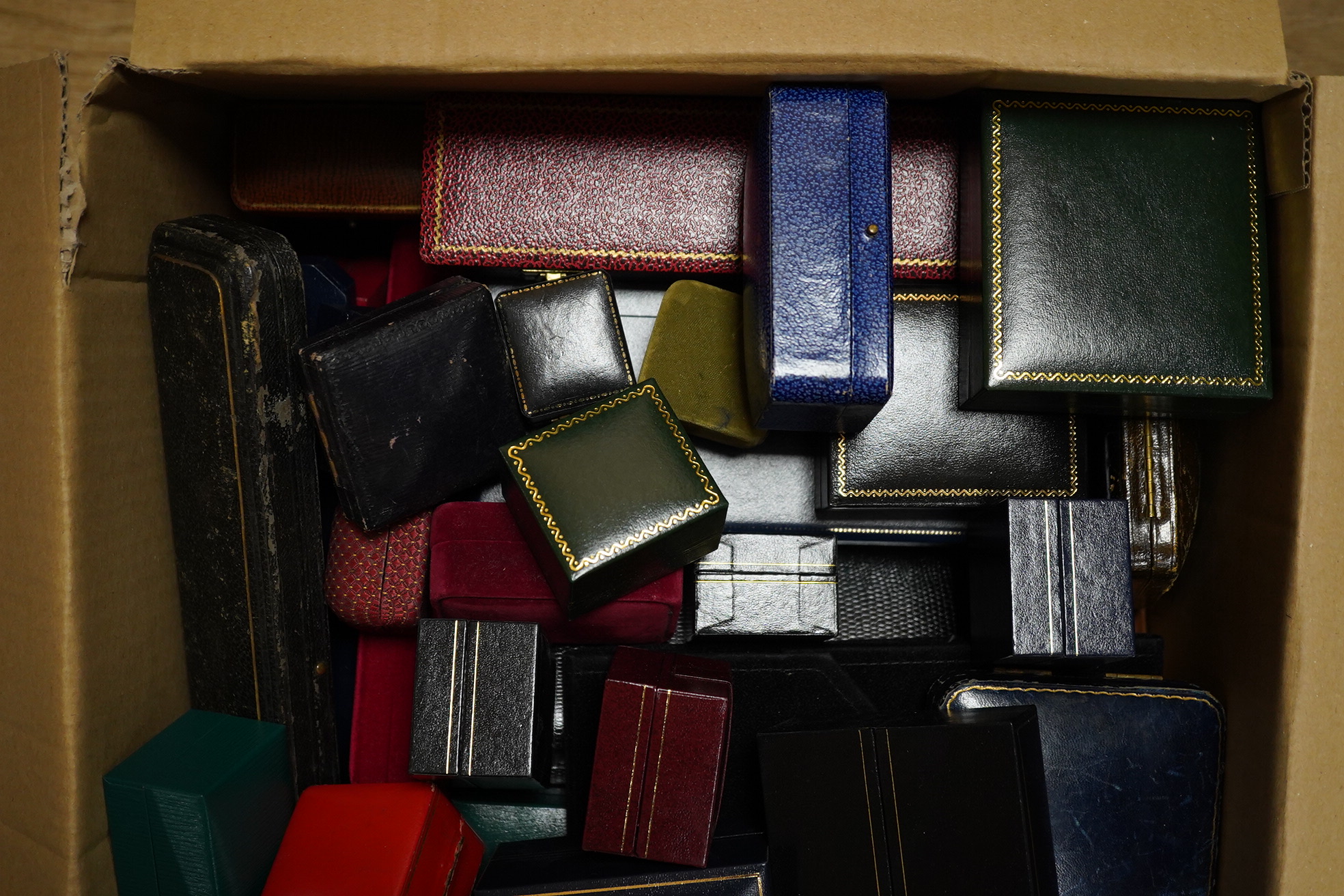 A quantity of assorted jewellery boxes. Condition - fair